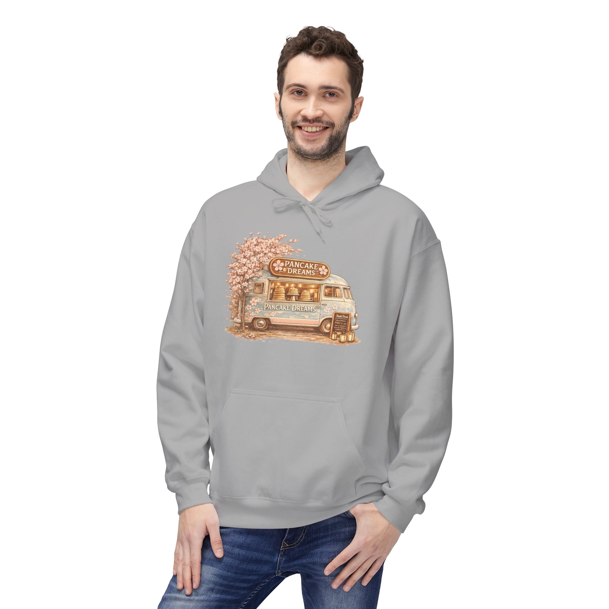 Pancake Dreams™ Vintage Camper Hoodie — Retro RV Travel Graphic Pullover