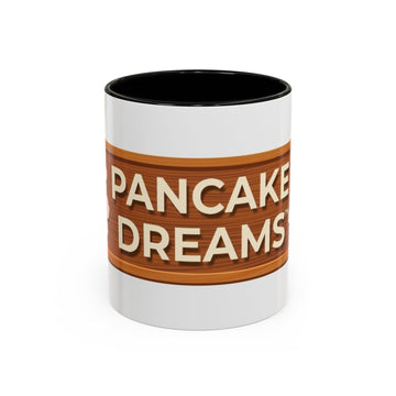 Pancake Dreams™ Ceramic Mug — Retro Wood Sign Design (11oz, 15oz)