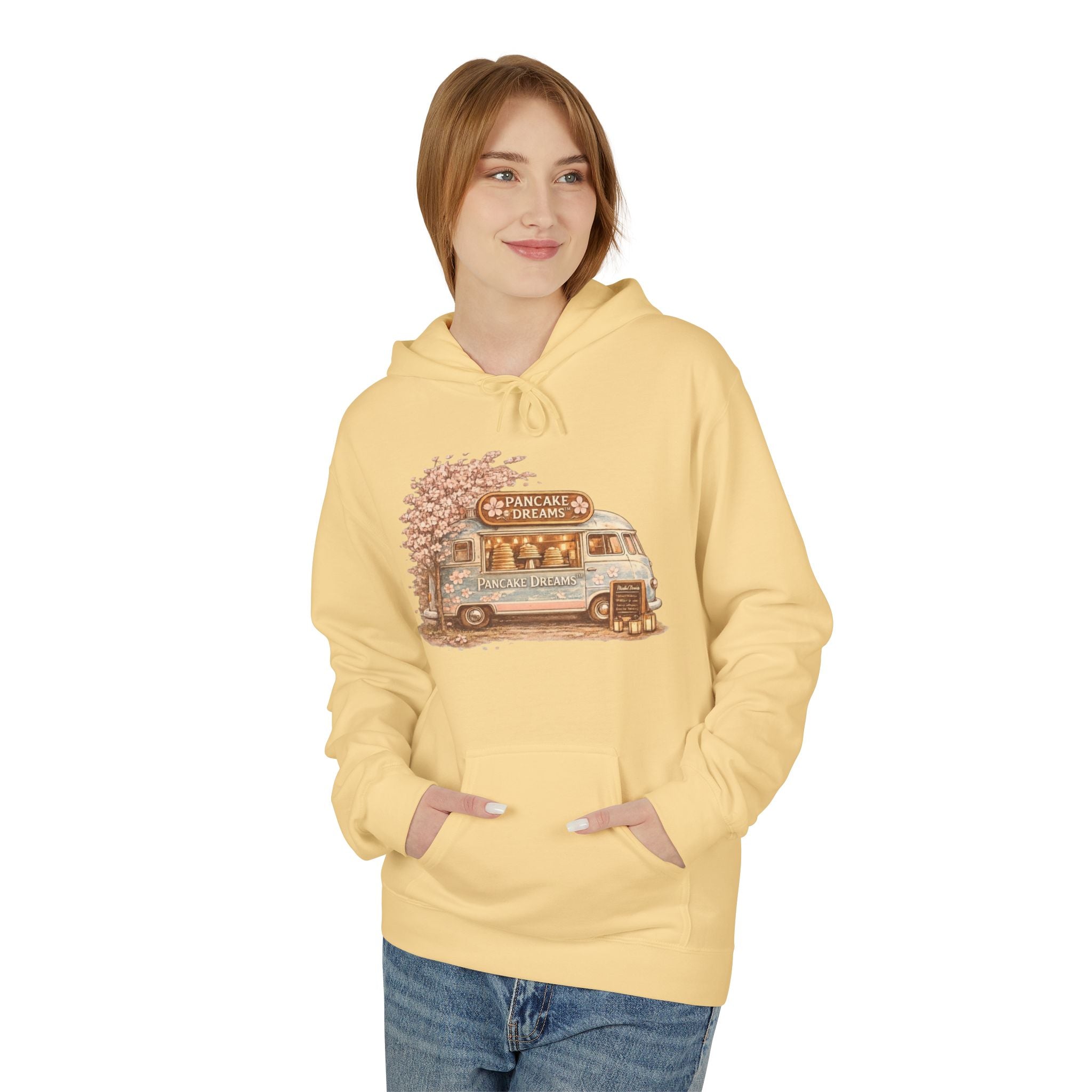 Pancake Dreams™ Vintage Camper Hoodie — Retro RV Travel Graphic Pullover