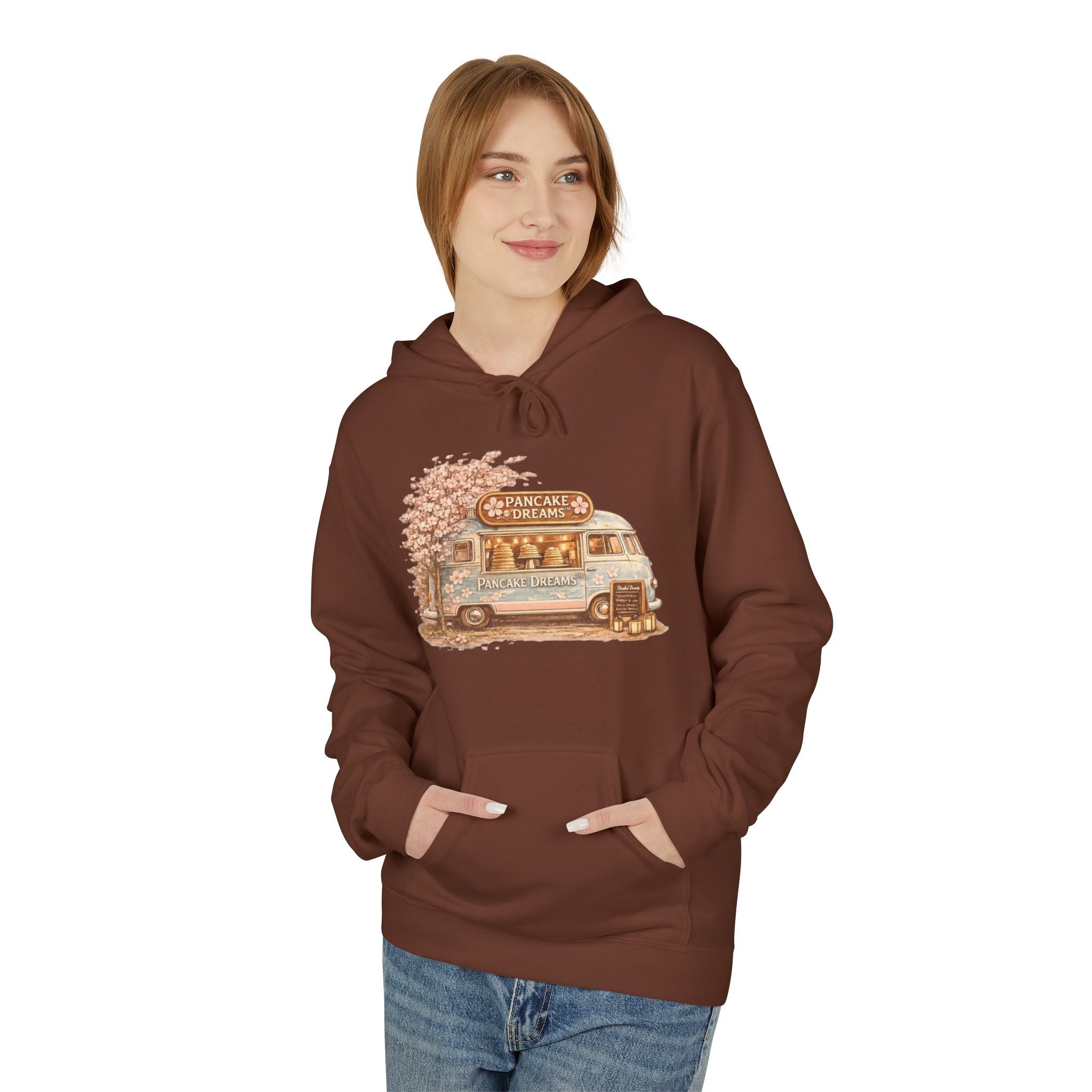 Pancake Dreams™ Vintage Camper Hoodie — Retro RV Travel Graphic Pullover