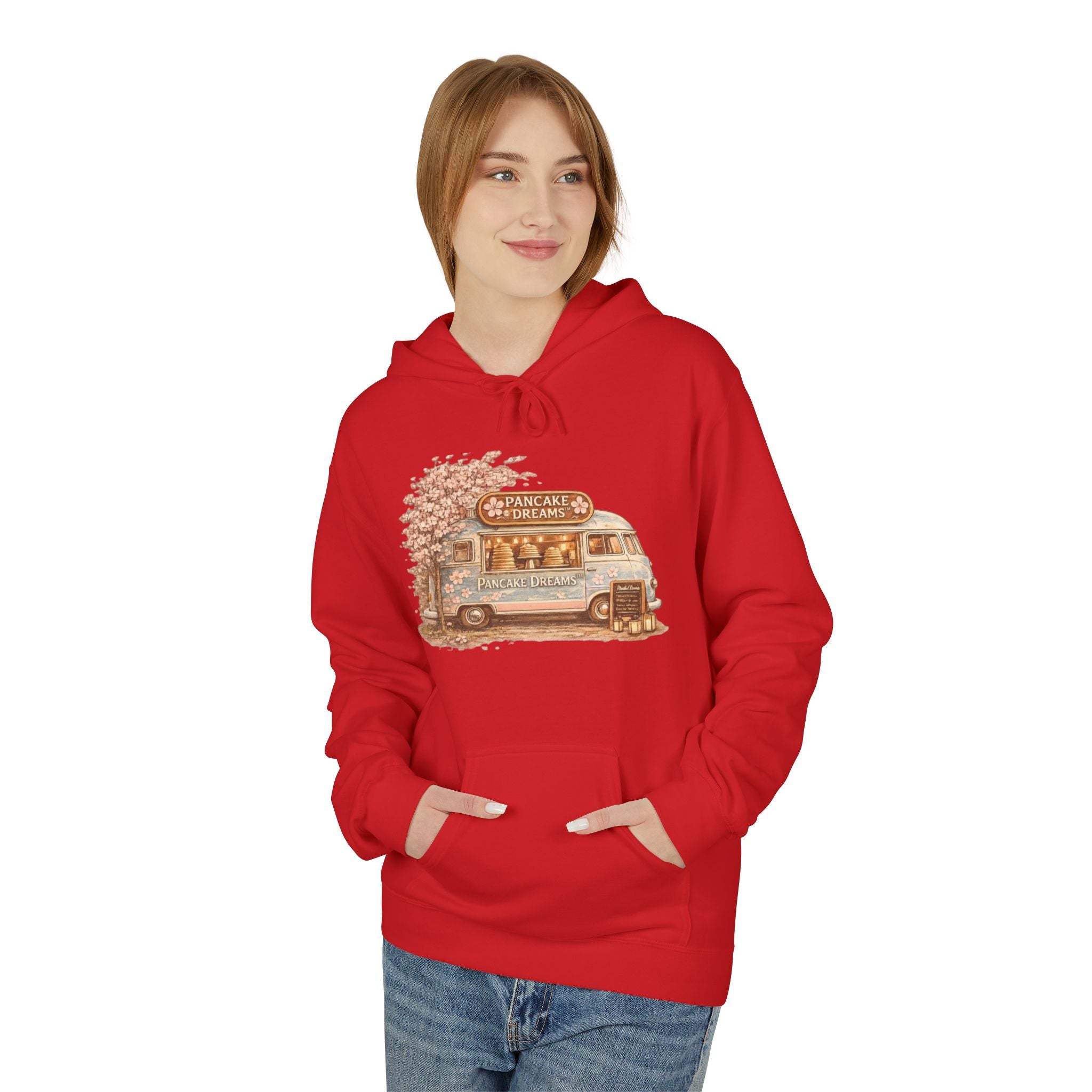 Pancake Dreams™ Vintage Camper Hoodie — Retro RV Travel Graphic Pullover