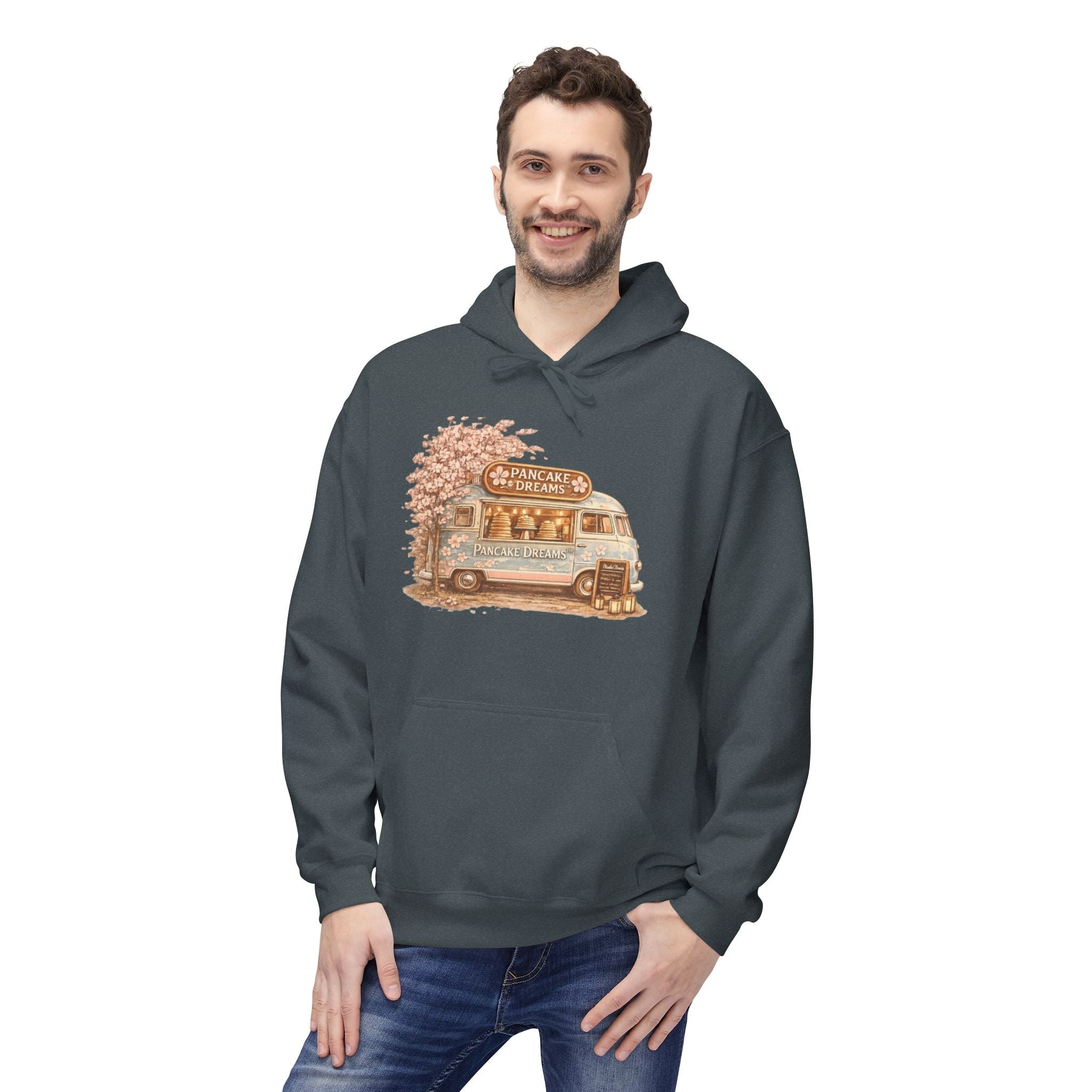 Pancake Dreams™ Vintage Camper Hoodie — Retro RV Travel Graphic Pullover