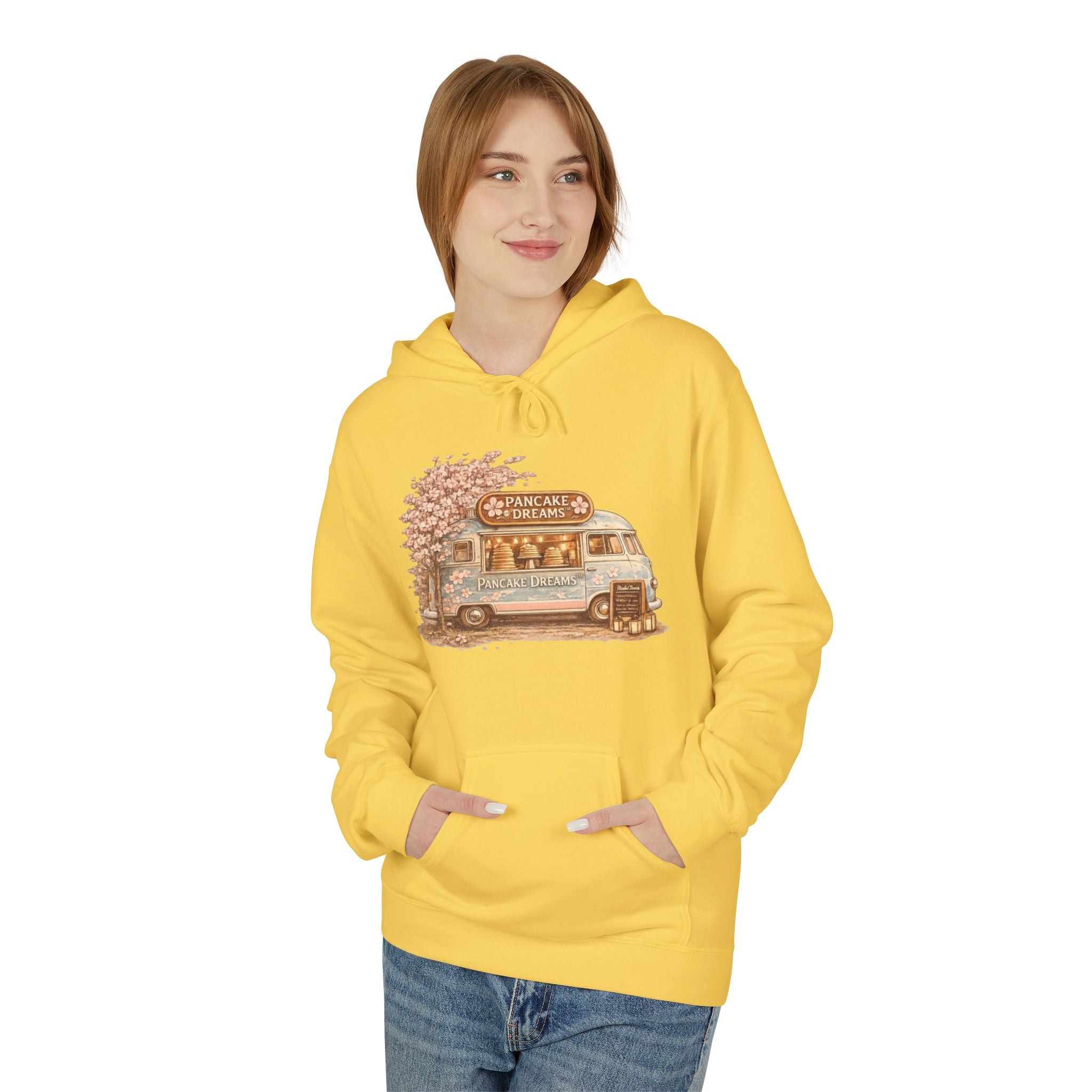 Pancake Dreams™ Vintage Camper Hoodie — Retro RV Travel Graphic Pullover