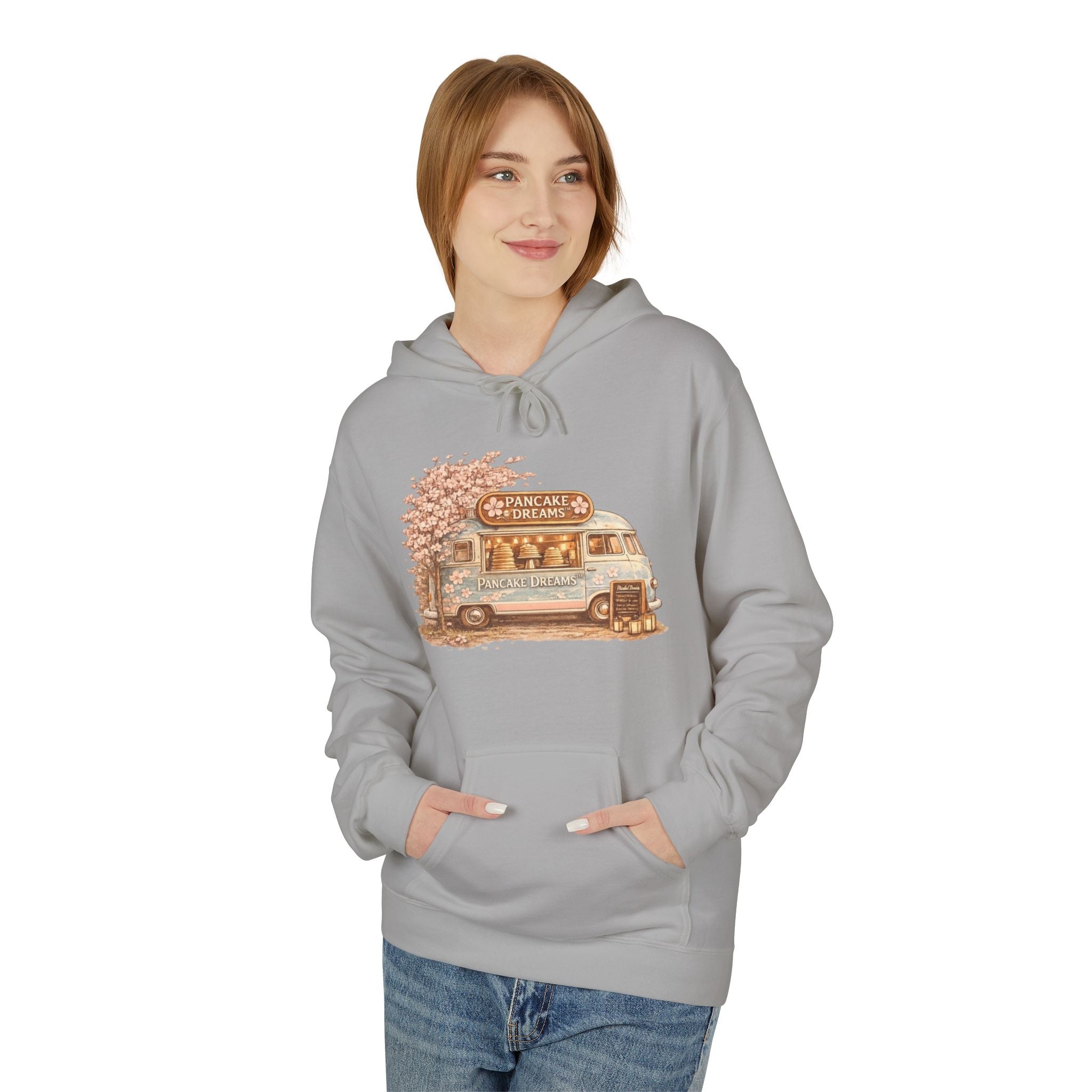 Pancake Dreams™ Vintage Camper Hoodie — Retro RV Travel Graphic Pullover