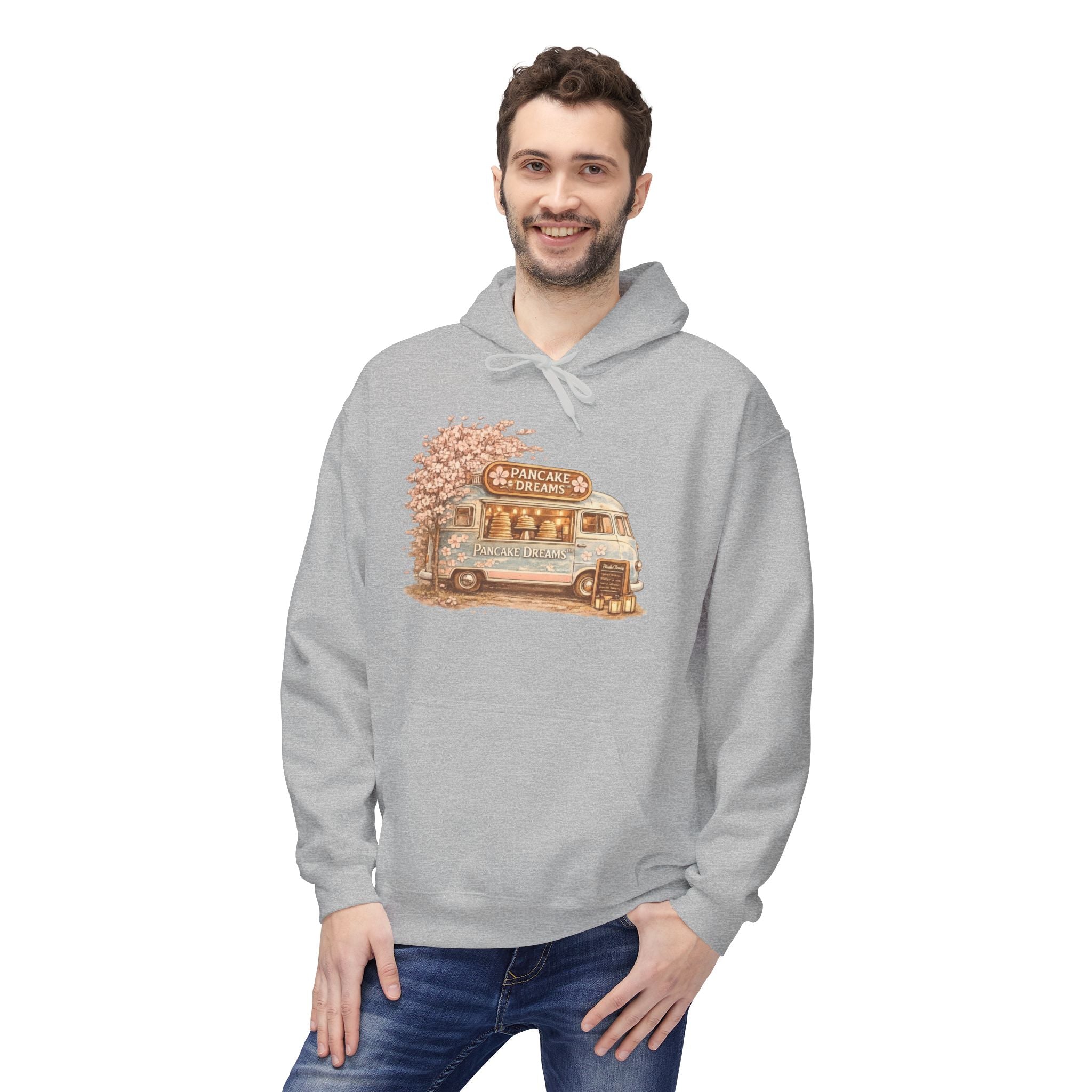 Pancake Dreams™ Vintage Camper Hoodie — Retro RV Travel Graphic Pullover