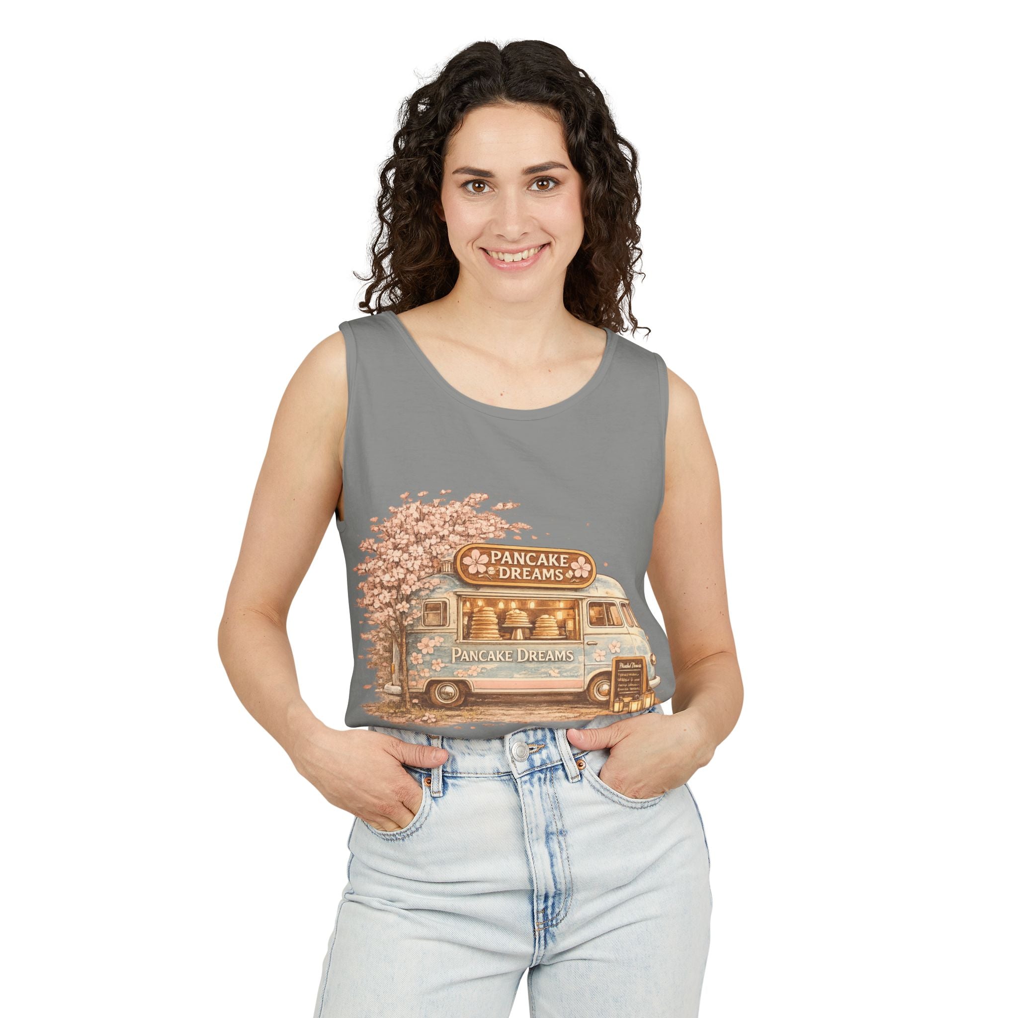 Pancake Dreams Tank Top — Vintage Food Truck Breakfast Graphic Tee