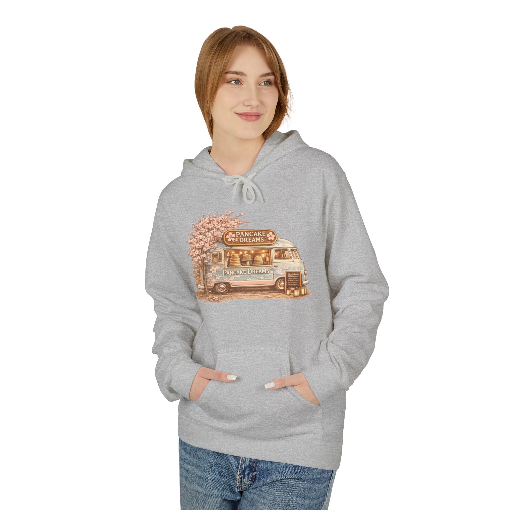 Pancake Dreams™ Vintage Camper Hoodie — Retro RV Travel Graphic Pullover