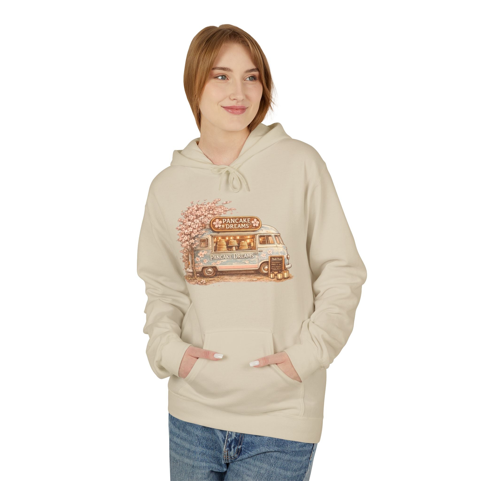Pancake Dreams™ Vintage Camper Hoodie — Retro RV Travel Graphic Pullover