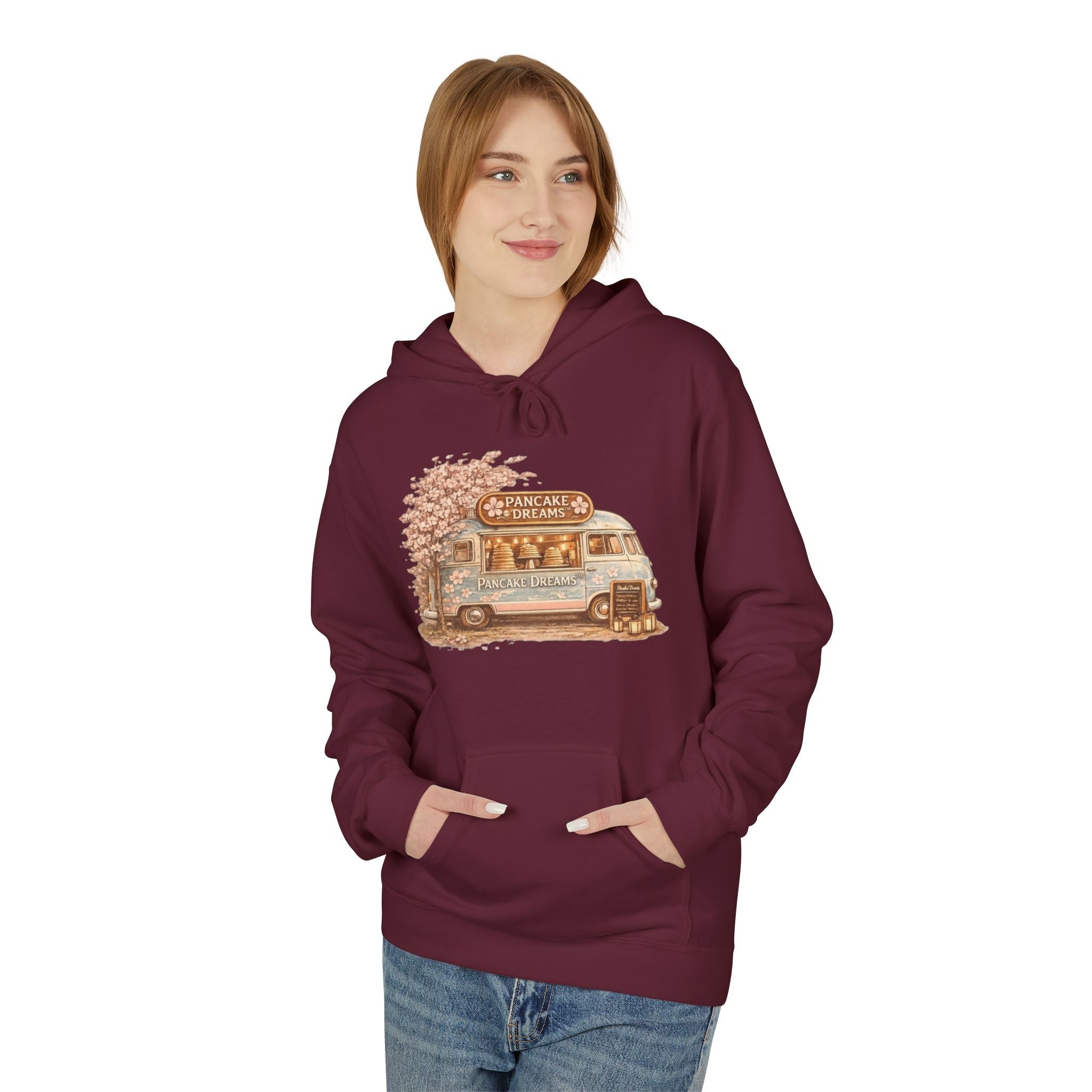 Pancake Dreams™ Vintage Camper Hoodie — Retro RV Travel Graphic Pullover
