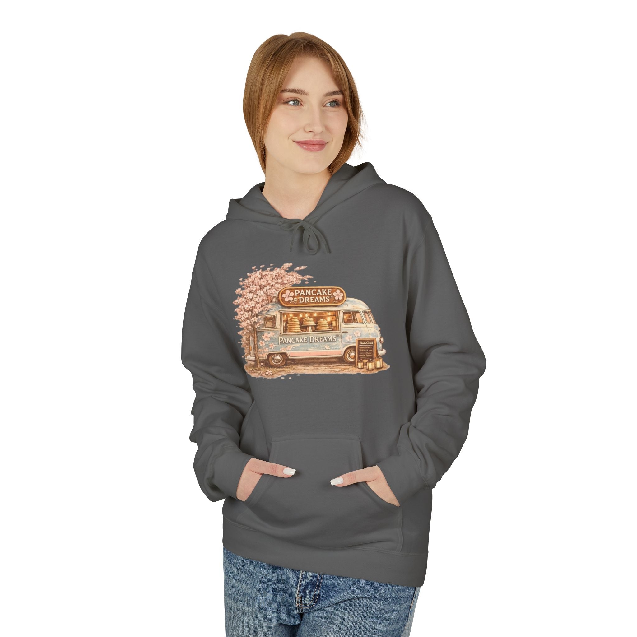Pancake Dreams™ Vintage Camper Hoodie — Retro RV Travel Graphic Pullover
