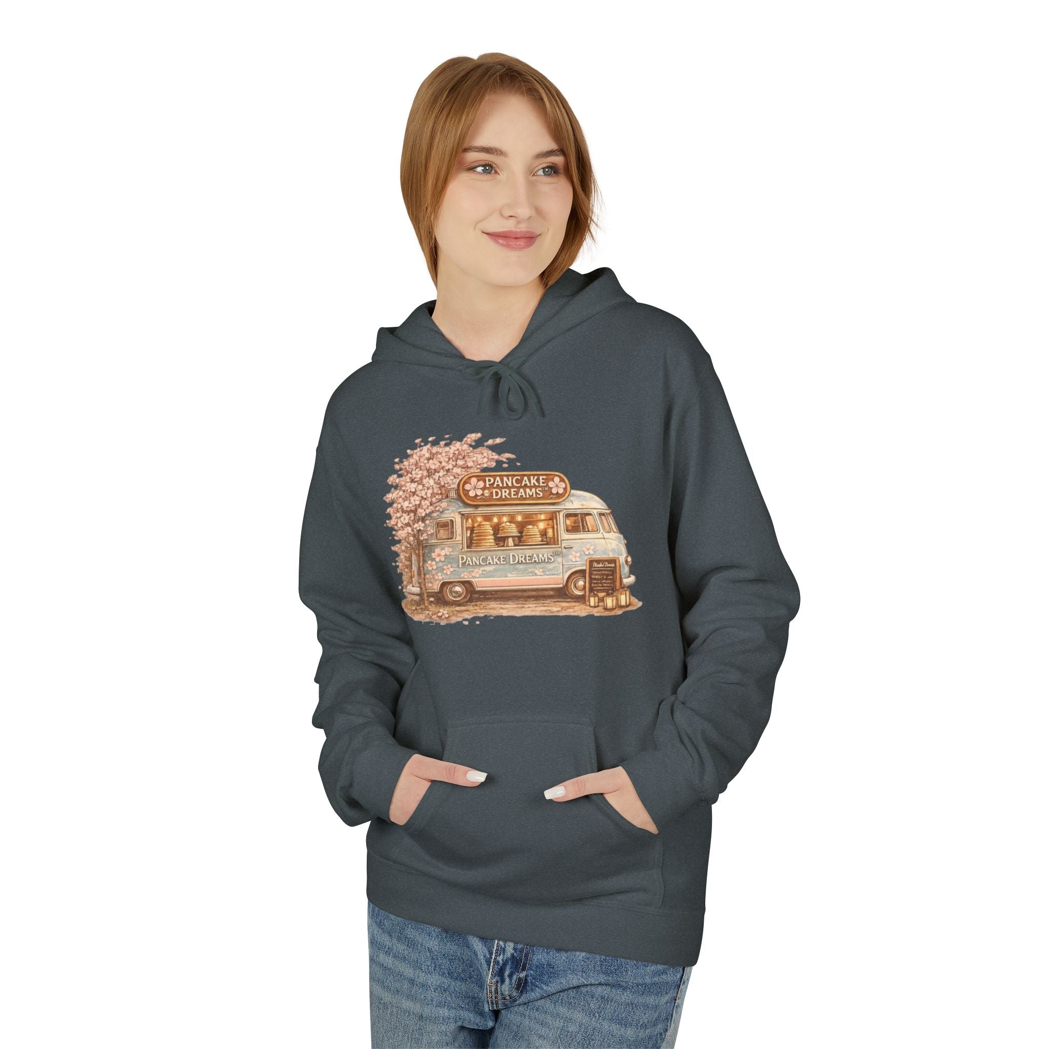 Pancake Dreams™ Vintage Camper Hoodie — Retro RV Travel Graphic Pullover