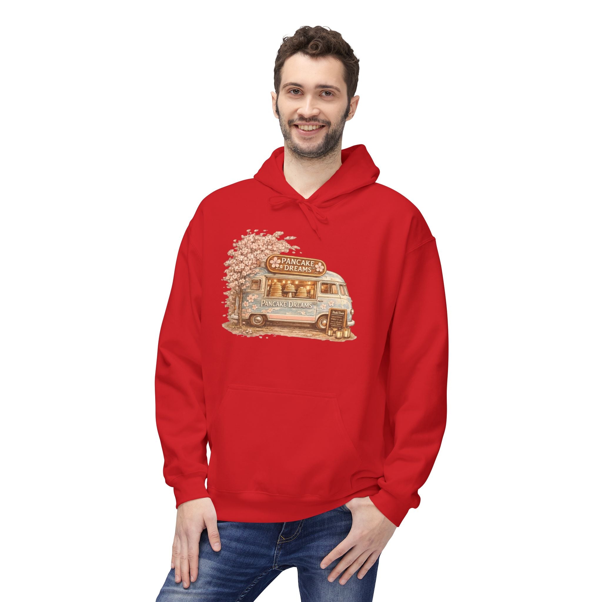 Pancake Dreams™ Vintage Camper Hoodie — Retro RV Travel Graphic Pullover