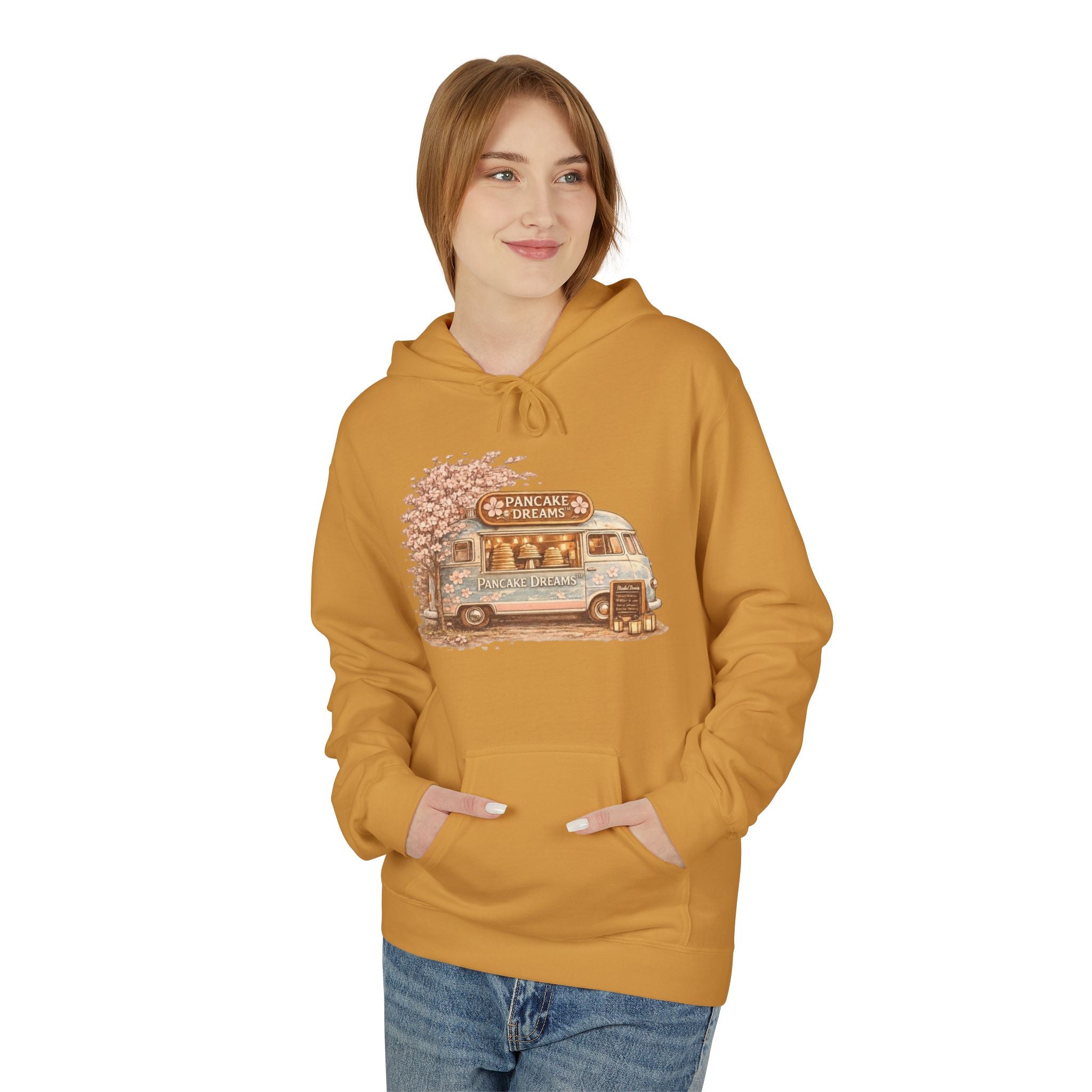 Pancake Dreams™ Vintage Camper Hoodie — Retro RV Travel Graphic Pullover
