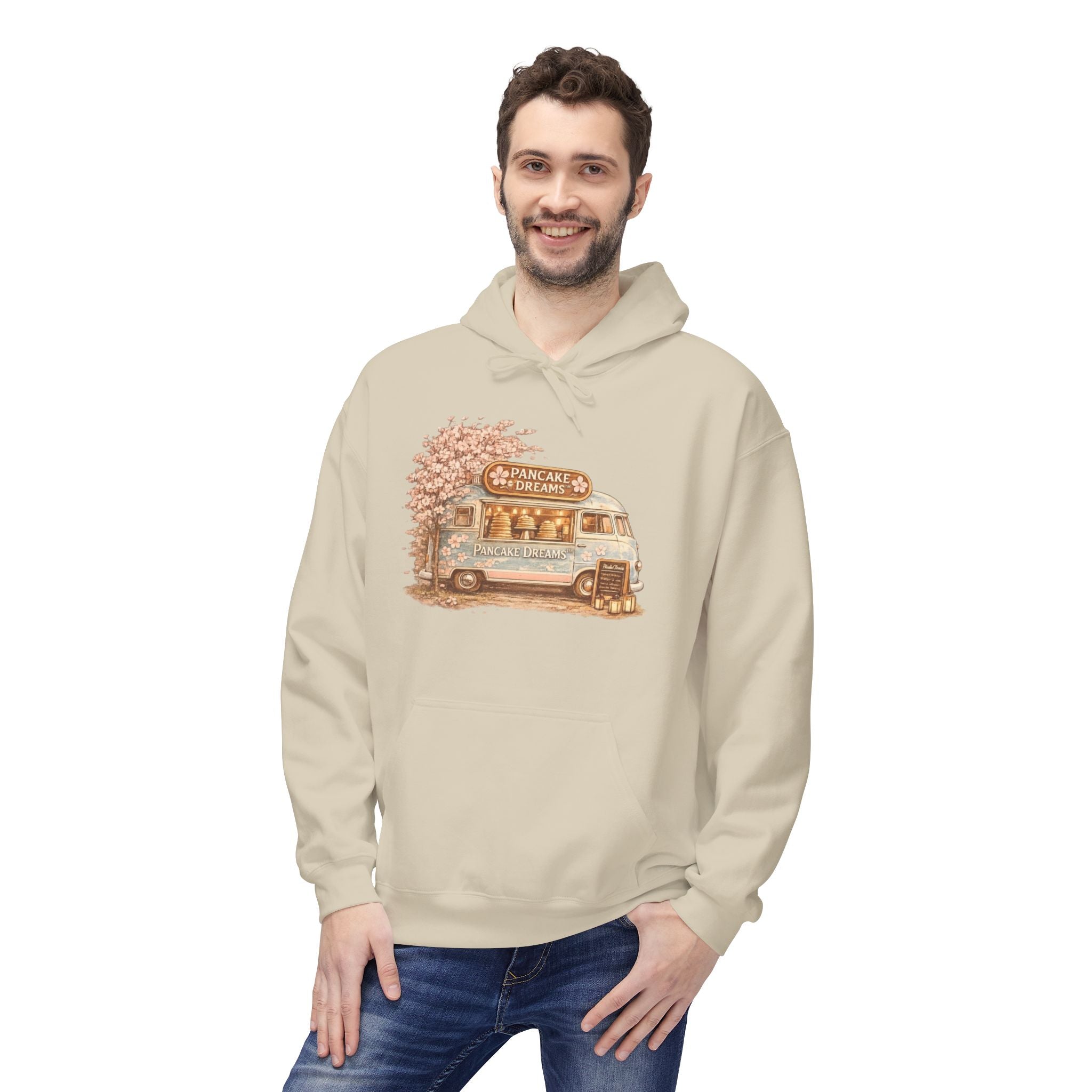 Pancake Dreams™ Vintage Camper Hoodie — Retro RV Travel Graphic Pullover
