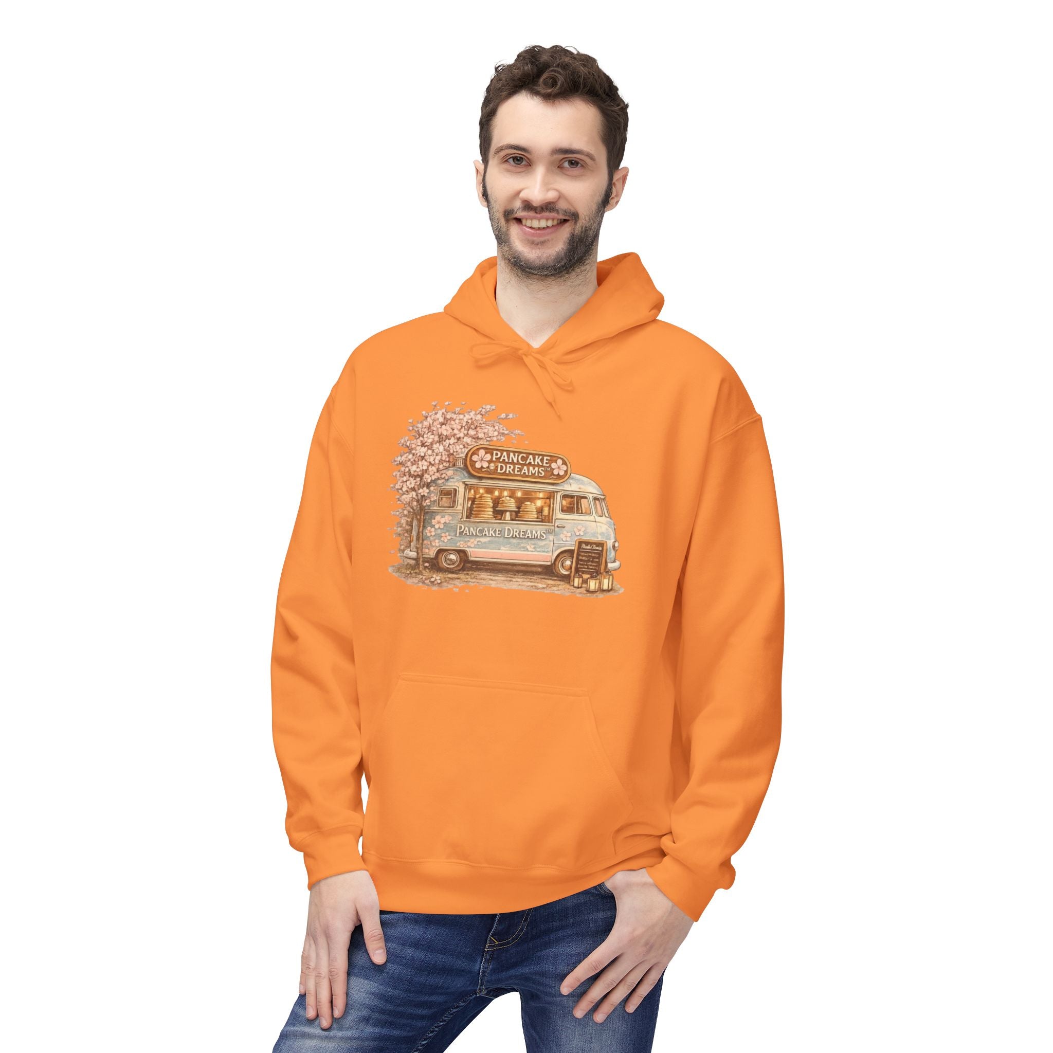 Pancake Dreams™ Vintage Camper Hoodie — Retro RV Travel Graphic Pullover